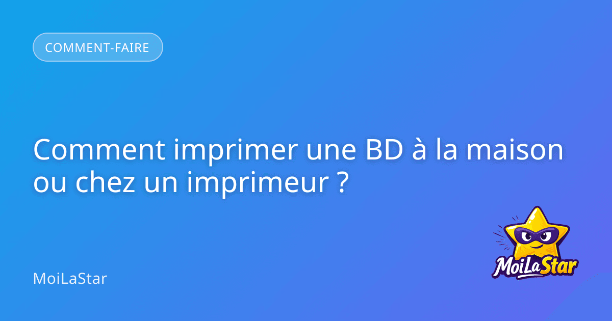 Une pile de bandes dessinées fraîchement imprimées sur une table en bois, avec une imprimante de haute qualité en arrière-plan et des échantillons de papier.