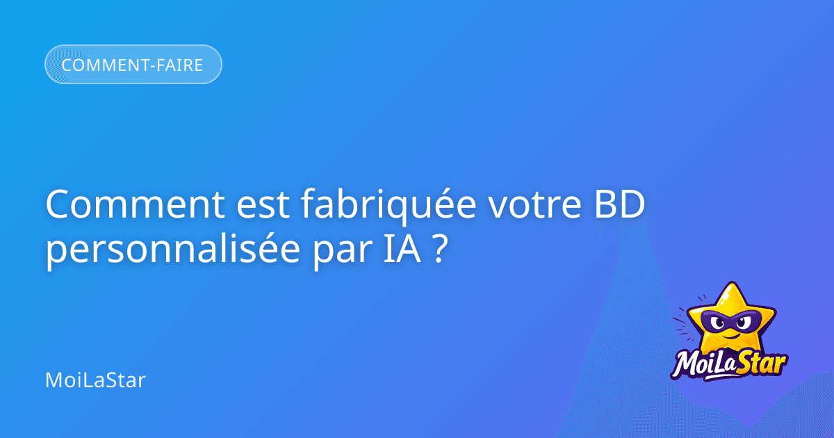 Un enfant tenant un livre de bande dessinée personnalisé entre ses mains avec un sourire émerveillé dans un salon lumineux.