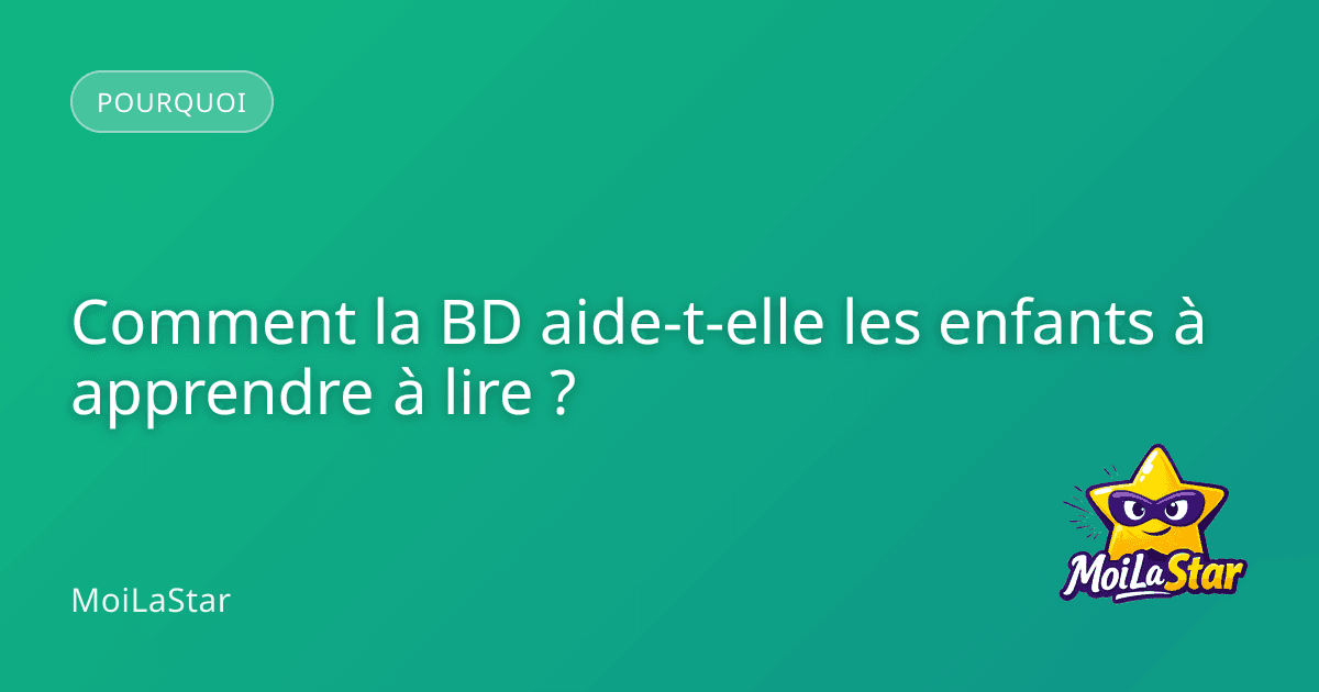 Un enfant souriant lisant une bande dessinée colorée dans une bibliothèque lumineuse.