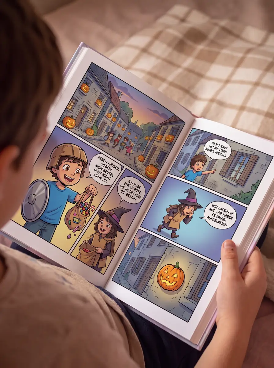 Ein Kind liest seinen personalisierten Comic