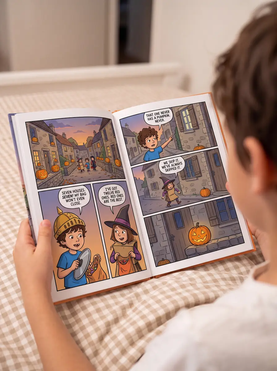 A child reading their personalised comic